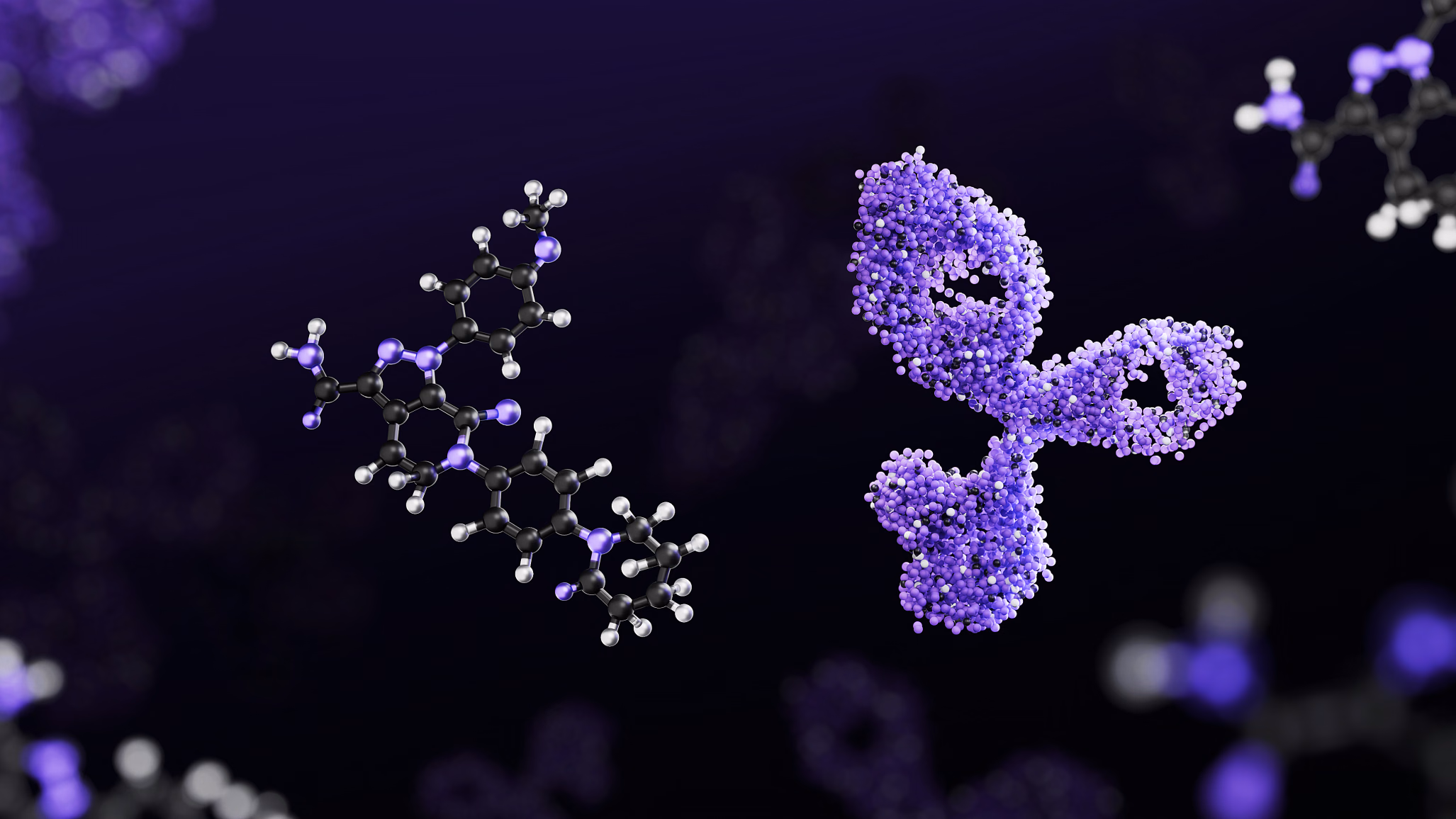 1910 molecules in 3D: a small molecule and an antibody
