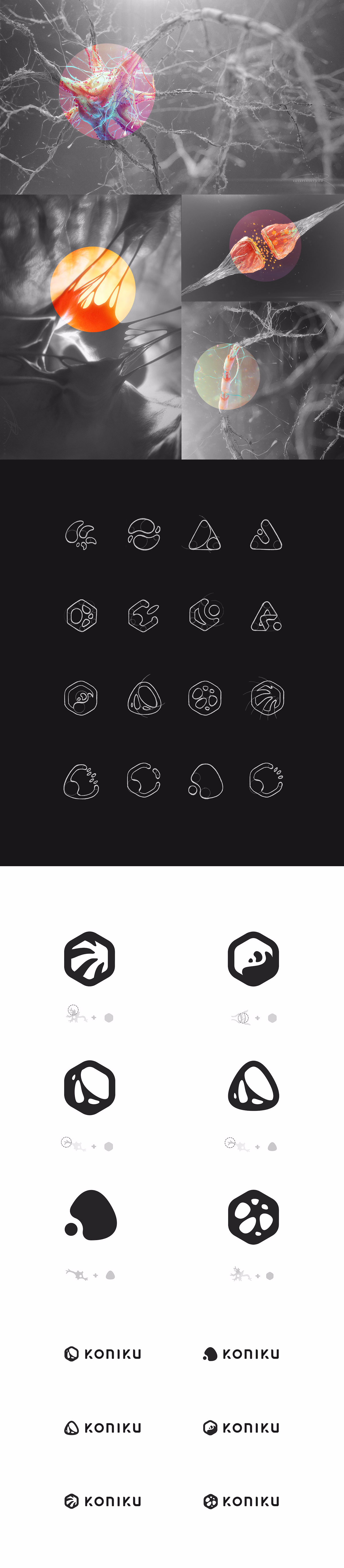 Koniku symbol studies on neuron imagery, the icon set and the logo lockups