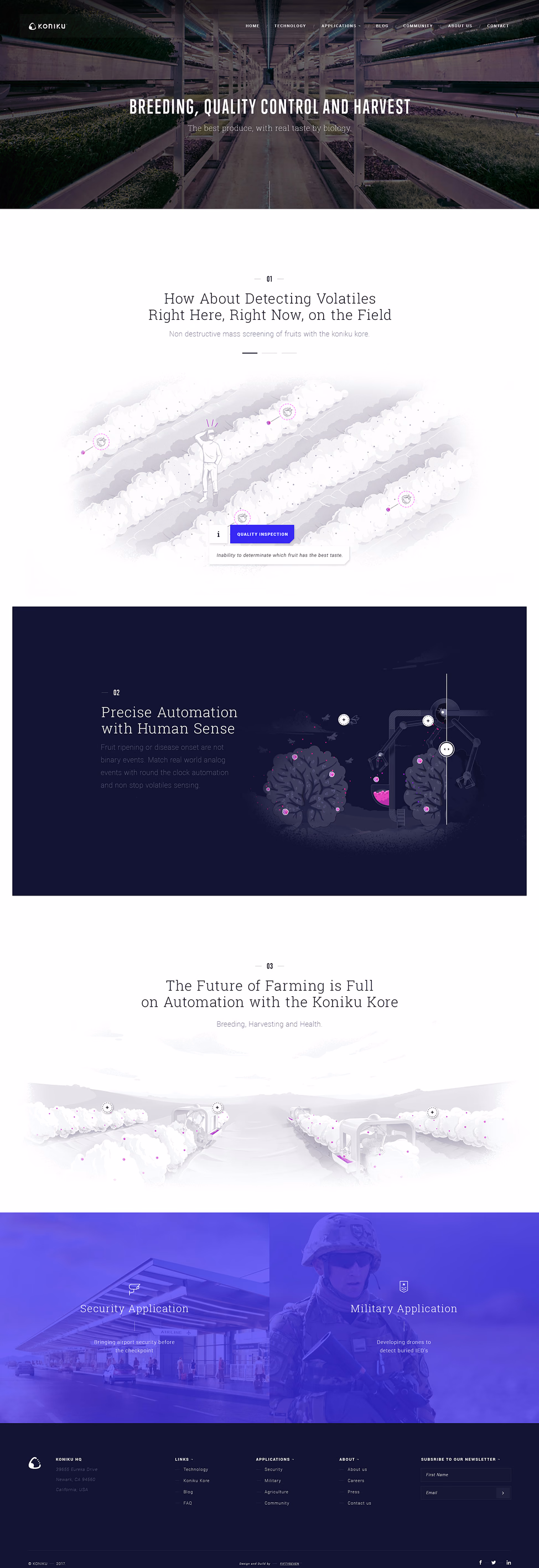 Koniku agriculture application page
