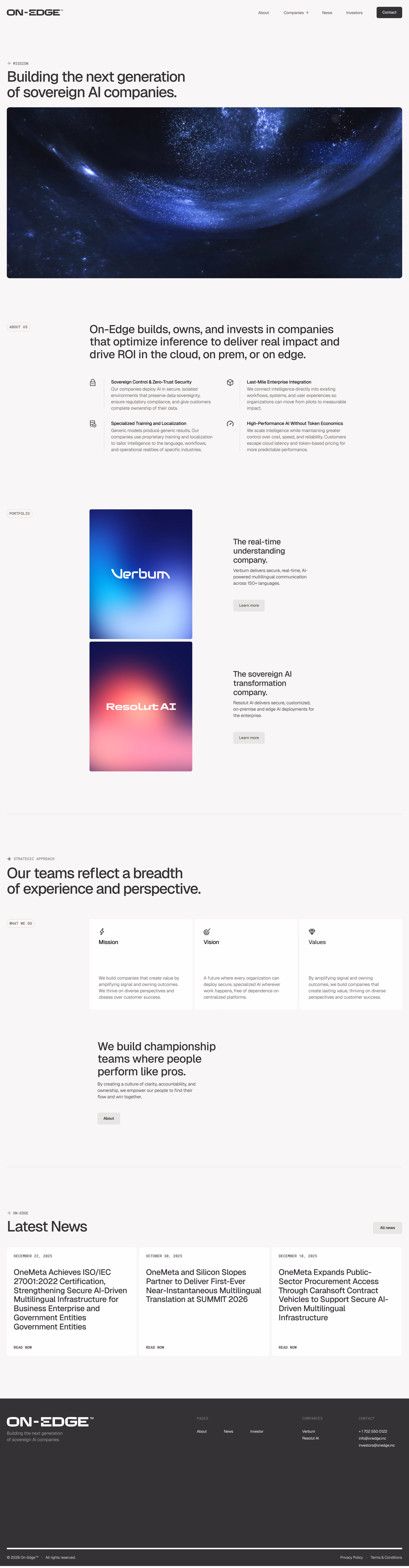 On-Edge website home page